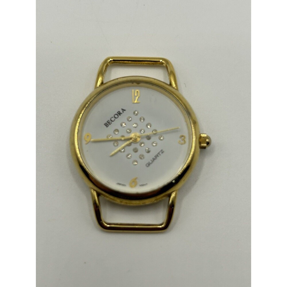 Becora Women’s Quartz Watch Gold Tone White Dial Rhinestones